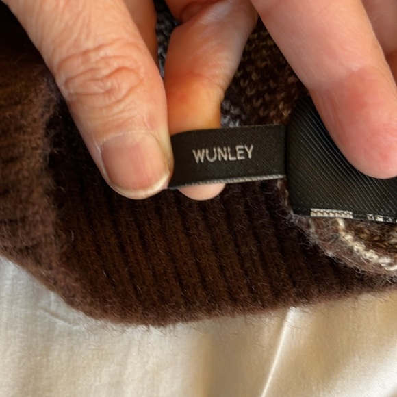 Hudson  Checkered Pattern Brown and Cream Men's Crewneck Sweater Size L - Picture 7 of 12